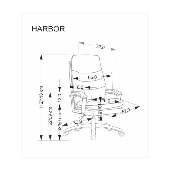 Scaun directorial hm harbor, piele ecologica, inaltime reglabila, mecanism de balansare, perne duble, 120 kg, negru drm10546
