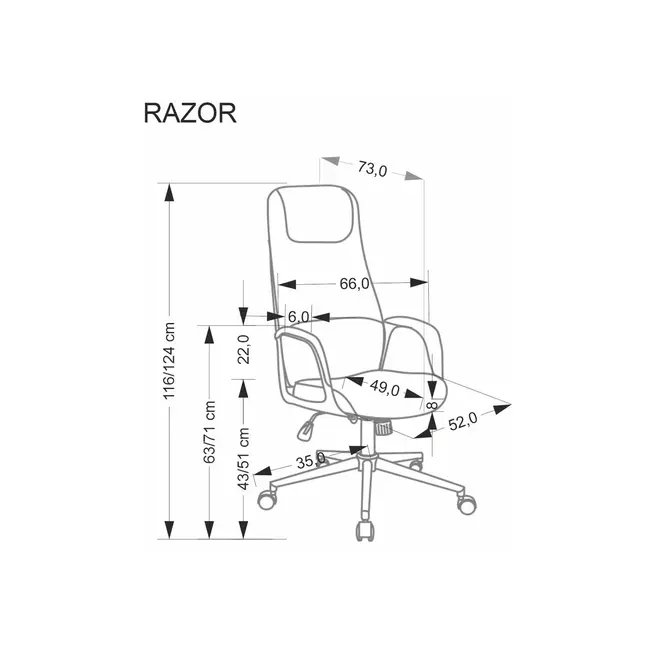 Scaun directorial hm razor, piele ecologica, mecanism multiblock, tetiera integrata,120 kg, bej drm10552