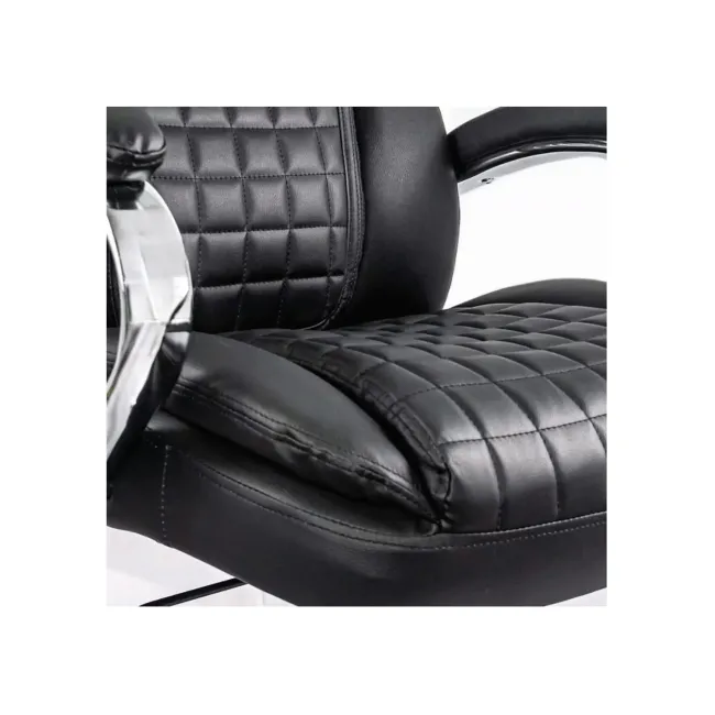 Scaun directorial off 633, piele ecologica, suport lombar, robust, mecanism de balans, brate tapitate,120 kg, negru drm10543