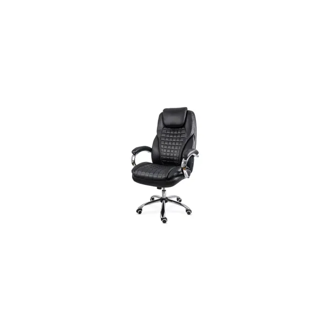 Scaun directorial off 633, piele ecologica, suport lombar, robust, mecanism de balans, brate tapitate,120 kg, negru drm10543