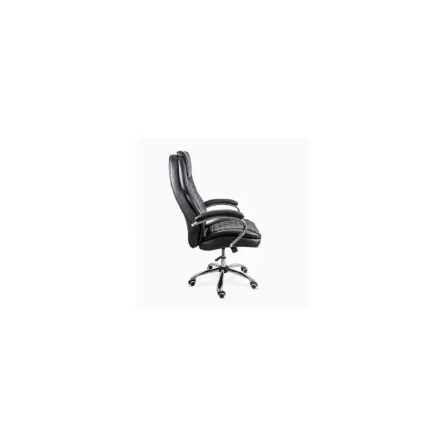 Scaun directorial off 633, piele ecologica, suport lombar, robust, mecanism de balans, brate tapitate,120 kg, negru drm10543