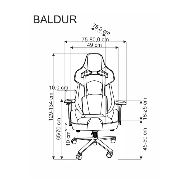 Scaun directorial pentru gaming hm baldur, piele ecologica, cadru metalic, cotiere reglabile, multiblock,100 kg, negru drm10404