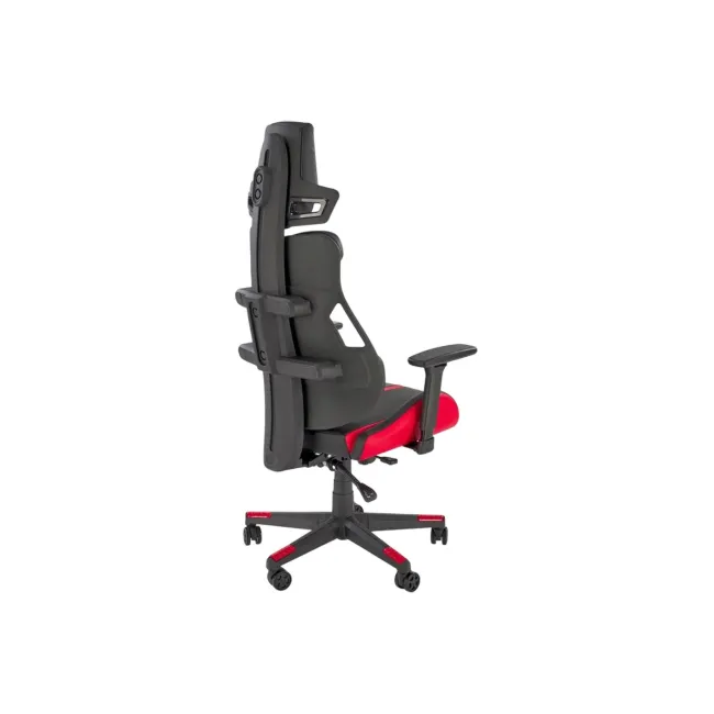 Scaun directorial pentru gaming hm nitro, piele ecologica/stofa, cotiere reglabile, multiblock, ergonomic,120 kg, negru/rosu drm10407