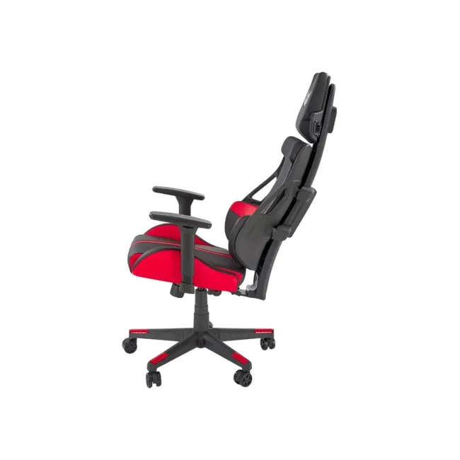 Scaun directorial pentru gaming hm nitro, piele ecologica/stofa, cotiere reglabile, multiblock, ergonomic,120 kg, negru/rosu drm10407