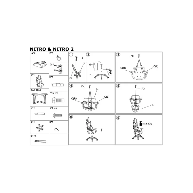 Scaun directorial pentru gaming hm nitro, piele ecologica/stofa, cotiere reglabile, multiblock, ergonomic,120 kg, negru/rosu drm10407
