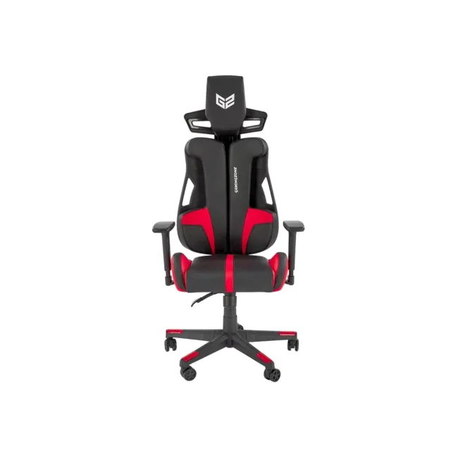 Scaun directorial pentru gaming hm nitro, piele ecologica/stofa, cotiere reglabile, multiblock, ergonomic,120 kg, negru/rosu drm10407