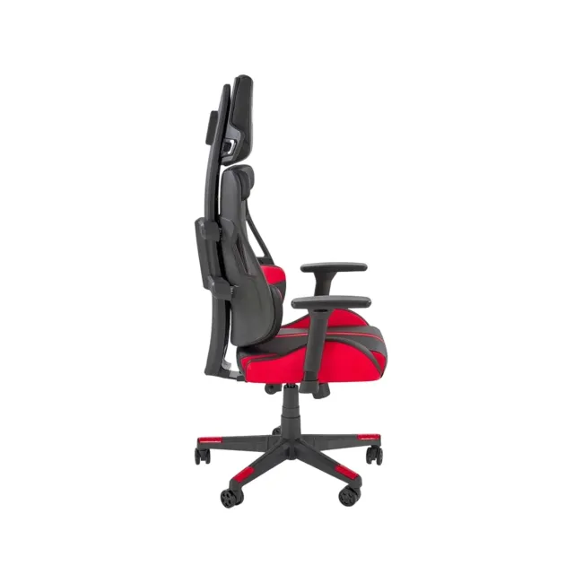 Scaun directorial pentru gaming hm nitro, piele ecologica/stofa, cotiere reglabile, multiblock, ergonomic,120 kg, negru/rosu drm10407