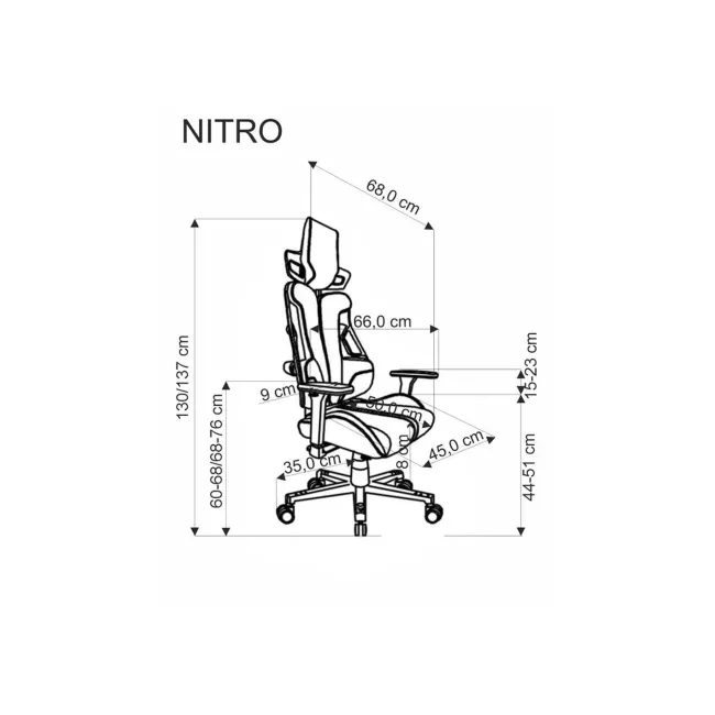 Scaun directorial pentru gaming hm nitro, piele ecologica/stofa, cotiere reglabile, multiblock, ergonomic,120 kg, negru/rosu drm10407