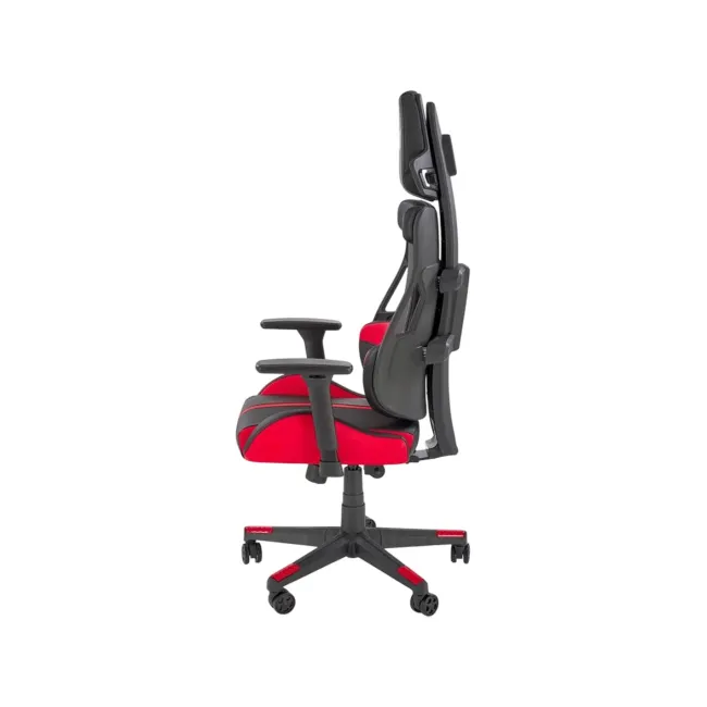 Scaun directorial pentru gaming hm nitro, piele ecologica/stofa, cotiere reglabile, multiblock, ergonomic,120 kg, negru/rosu drm10407