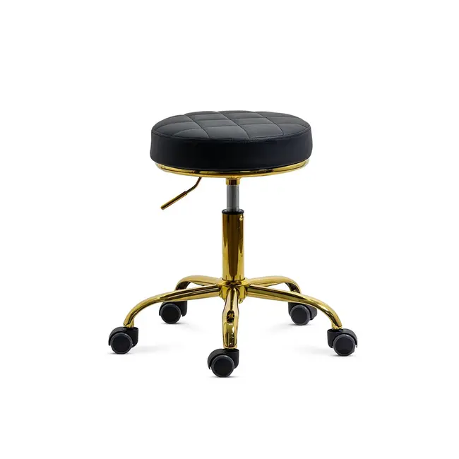 Scaun profesional off1023, rotativ, baza metalica aurie, piele ecologica, inaltime ajustabila, roti gumate, 100 kg drm10571