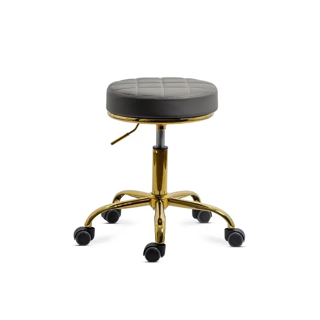 Scaun profesional off1023, rotativ, baza metalica aurie, piele ecologica, inaltime ajustabila, roti gumate, 100 kg drm10571