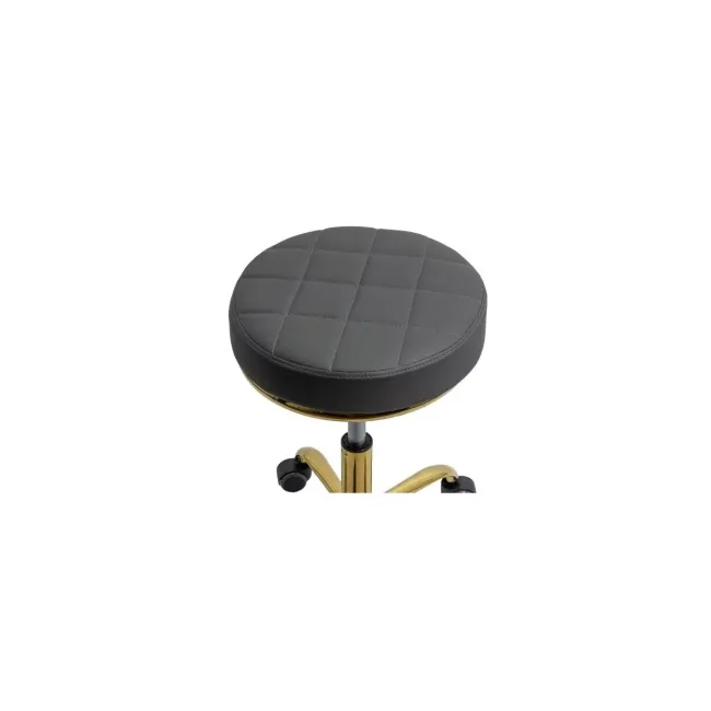 Scaun profesional off1023, rotativ, baza metalica aurie, piele ecologica, inaltime ajustabila, roti gumate, 100 kg drm10571