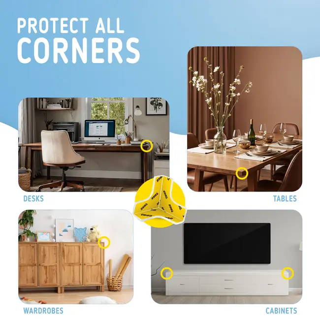 Set 12 Coltare din Silicon pentru colturi, forma T, fixare cu adeziv puternic Tesa, fara urme, Sipo EKDSBS-EC55T