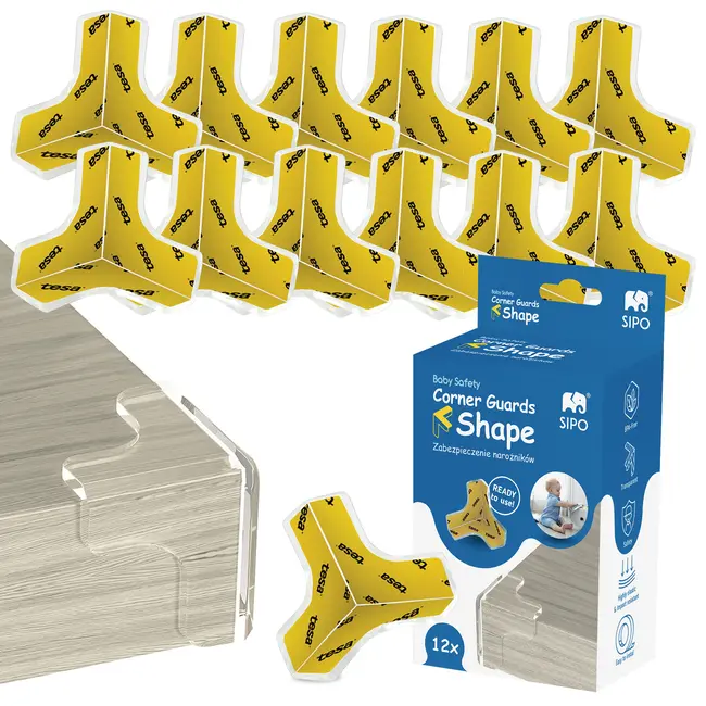 Set 12 Coltare din Silicon pentru colturi, forma T, fixare cu adeziv puternic Tesa, fara urme, Sipo EKDSBS-EC55T