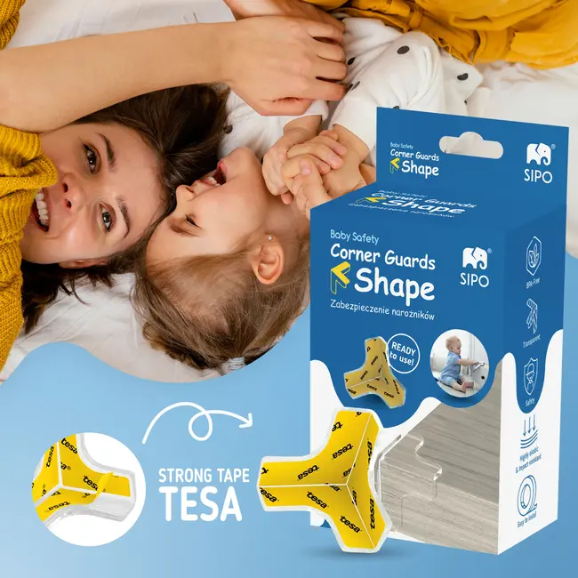 Set 12 Coltare din Silicon pentru colturi, forma T, fixare cu adeziv puternic Tesa, fara urme, Sipo EKDSBS-EC55T