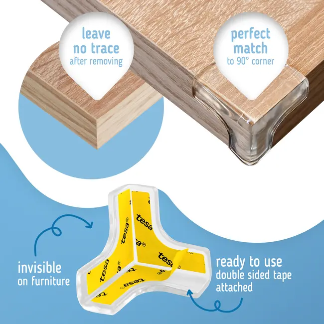 Set 12 Coltare din Silicon pentru colturi, forma T, fixare cu adeziv puternic Tesa, fara urme, Sipo EKDSBS-EC55T