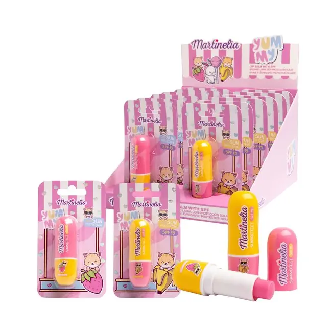 Set 12 bucati balsam de buze cu SPF 15 pentru copii, 68025, 3.5 g  Martinelia,