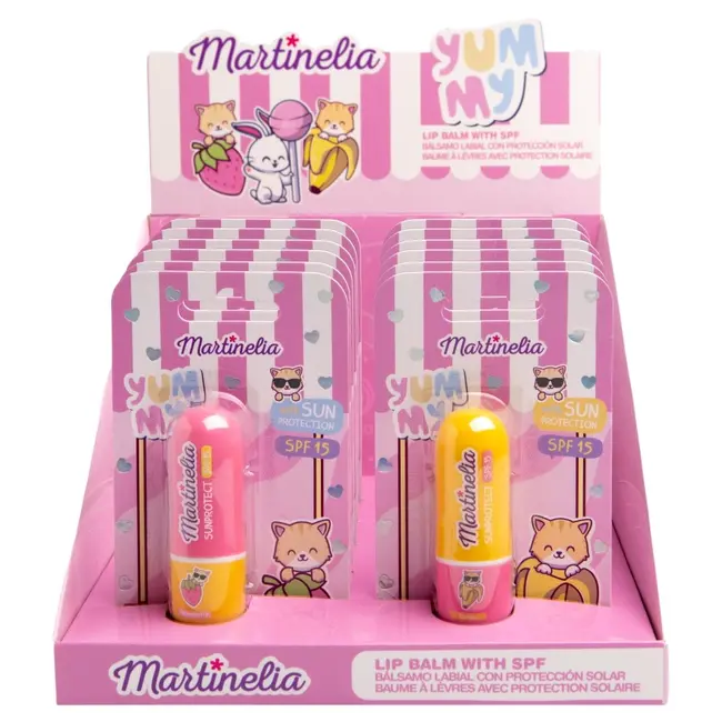 Set 12 bucati balsam de buze cu SPF 15 pentru copii, 68025, 3.5 g  Martinelia,
