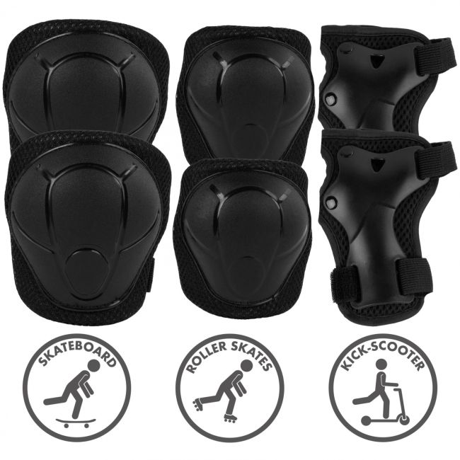 Set De Protectie Kidwell Trix, Genunchiere, Cotiere Si Palme, Marime M, 25-50 Kg, Black Pjbzeoctri01a2