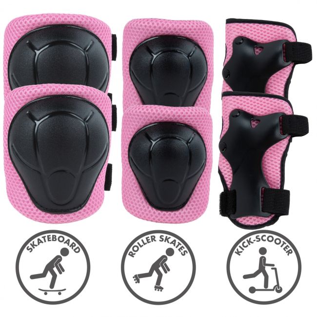 Set De Protectie Kidwell Trix, Genunchiere, Cotiere Si Palme, Marime S, 25-50 Kg, Pink Pjbzeoctri02a1