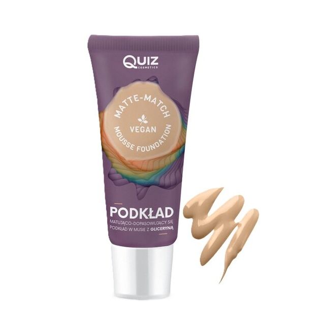 Fond de ten spuma Matte-Match Mousse Natural, Quiz Cosmetics nr 01, cu adaptare la nuanta tenului, 30ml
