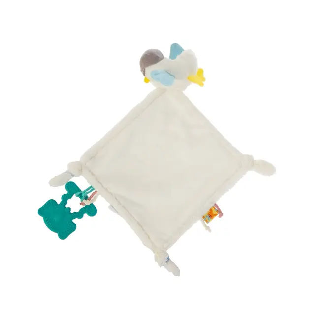 Jucarie dentitie cu paturica pathwork Bird, BabyJem, alb JEMbj_8582