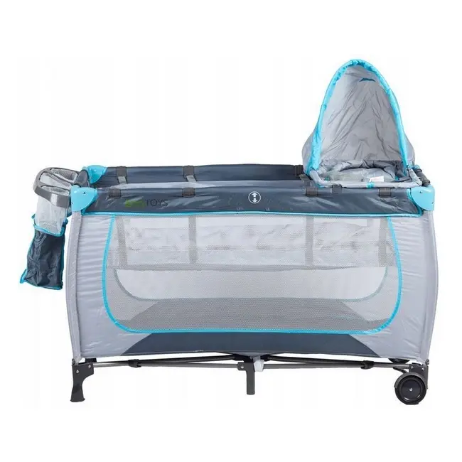 Patut pliabil accesorizat ecotoys - gri - resigilat (husa transport rupta) ede626a_resigilat