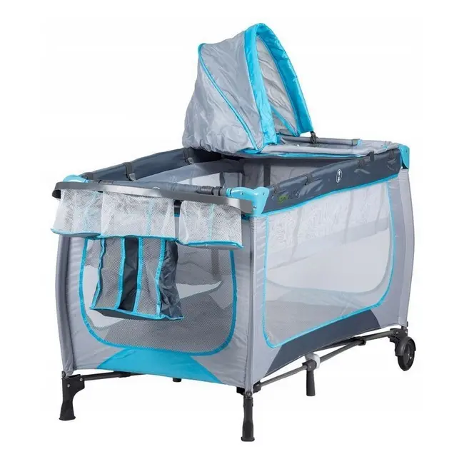 Patut pliabil accesorizat ecotoys - gri - resigilat (husa transport rupta) ede626a_resigilat