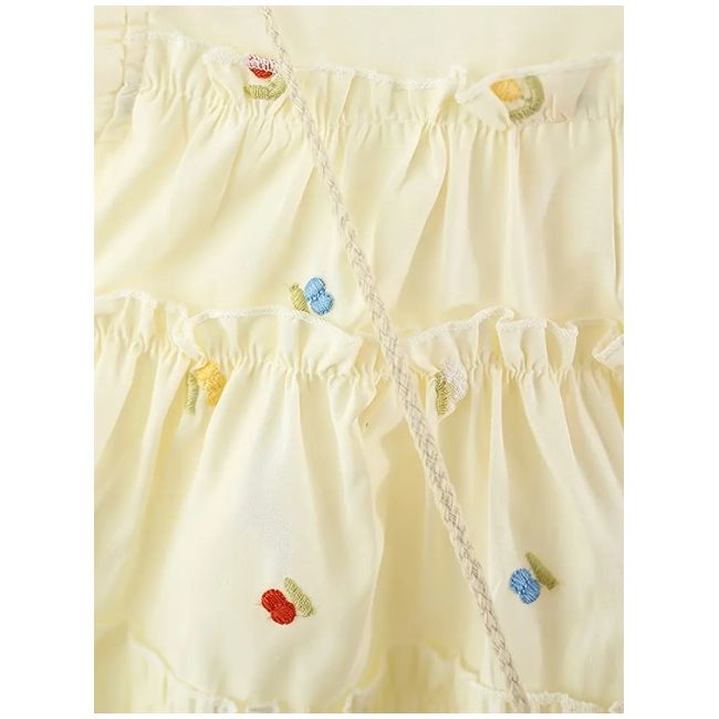 Rochita ivoire pentru fetite cu gentuta asortata – model cu broderie colorata mdtu140-de