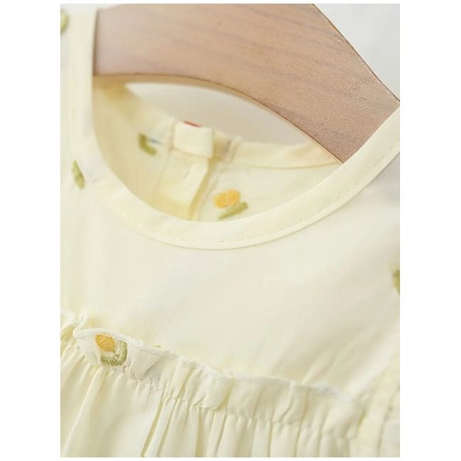 Rochita ivoire pentru fetite cu gentuta asortata – model cu broderie colorata mdtu140-de