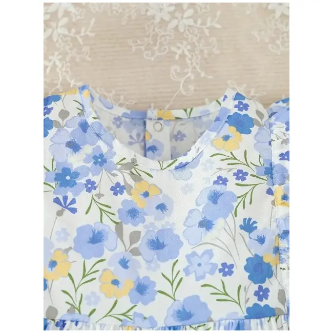 Salopeta alba cu floricele bleu si galbene mdtu142-r2