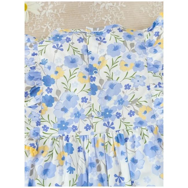 Salopeta alba cu floricele bleu si galbene mdtu142-r2