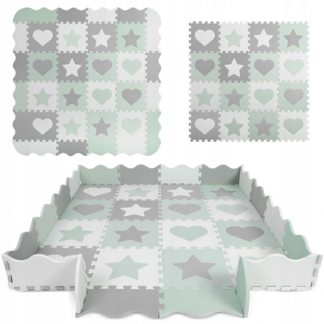 Salteluta de joaca 150 x 150 cm ricokids 7505 - gri - mint - resigilat edeedi7505_resigilat