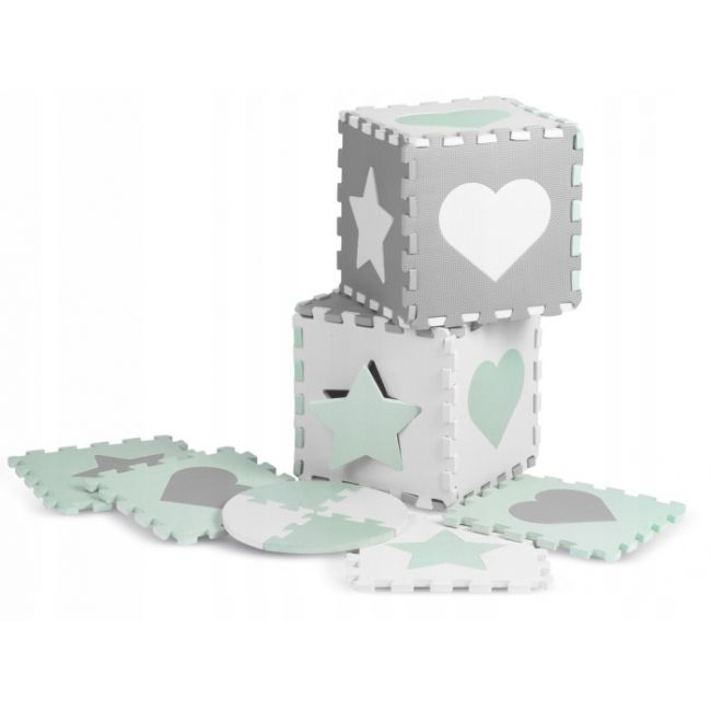 Salteluta de joaca 150 x 150 cm ricokids 7505 - gri - mint - resigilat edeedi7505_resigilat