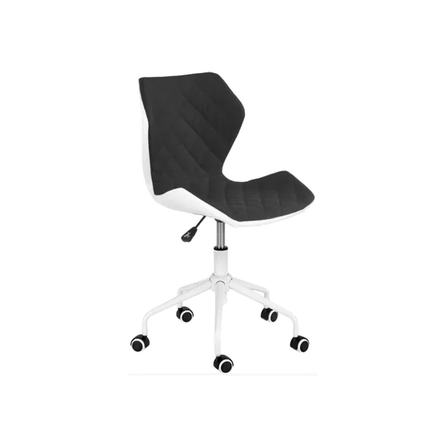 Scaun birou copii HM Matrix 3, stofa/piele ecologica, inaltime reglabila, rotire 360 ˚, roti pivotante, cadru metalic vopsit, 100 kg, negru/alb DRM10596