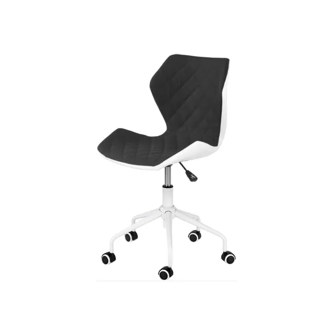 Scaun birou copii HM Matrix 3, stofa/piele ecologica, inaltime reglabila, rotire 360 ˚, roti pivotante, cadru metalic vopsit, 100 kg, negru/alb DRM10596