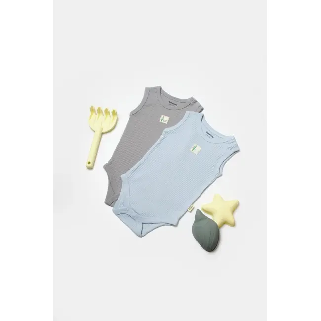 Set 2 body-uri fara maneci Bamboo, bleu, BabyCosy, 50% bambus+50% bumbac (Marime: 12-18 Luni) JEMBC-CSYB9014-12