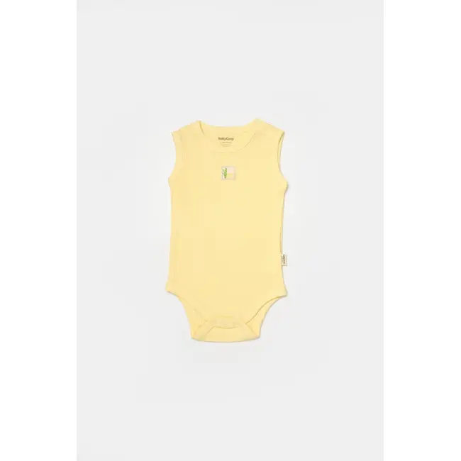 Set 2 body-uri fara maneci Bamboo, galben, BabyCosy, 50% bambus+50% bumbac (Marime: 3-6 Luni) JEMBC-CSYB9013-3