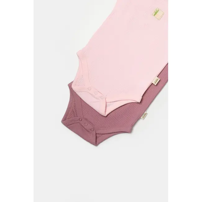 Set 2 body-uri fara maneci Bamboo, roz, BabyCosy, 50% bambus+50% bumbac (Marime: 6-9 luni) JEMBC-CSYB9012-6