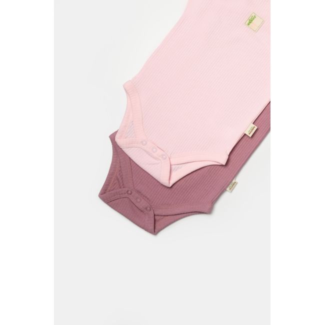 Set 2 body-uri fara maneci Bamboo, roz, BabyCosy, 50% bambus+50% bumbac (Marime: 9-12 luni) JEMBC-CSYB9012-9