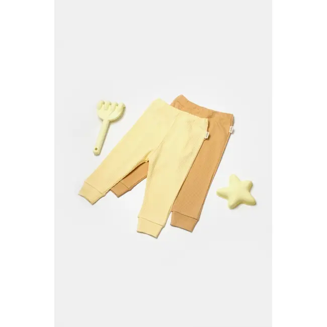 Set 2 pantaloni Bamboo, galben, BabyCosy, 50%bumbac+50% bambus (Marime: 9-12 luni) JEMBC-CSYB9031-9
