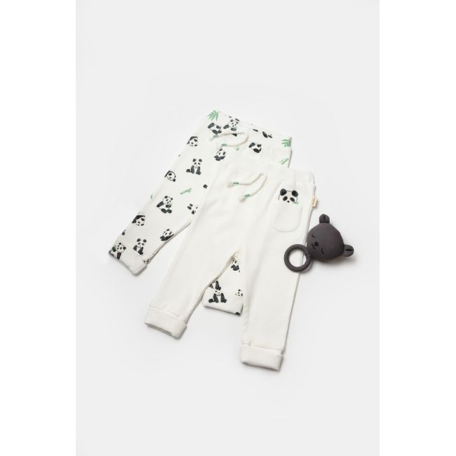 Set 2 pantaloni Panda, BabyCosy, 50%bumbac+50% bambus (Marime: 6-9 luni) JEMBC-CSYB9059-6