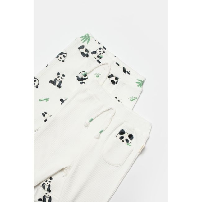 Set 2 pantaloni Panda, BabyCosy, 50%bumbac+50% bambus (Marime: 6-9 luni) JEMBC-CSYB9059-6
