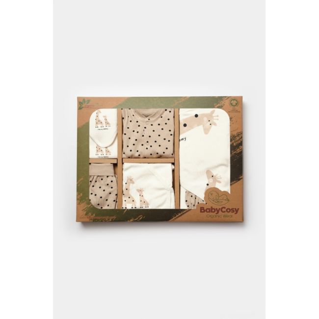Set de 10 piese pentru nou nascut, 100% bumbac organic, Giraffe, BabyCosy JEMBC-CSY5112