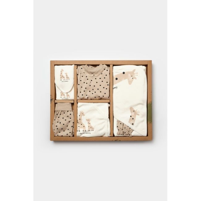 Set de 10 piese pentru nou nascut, 100% bumbac organic, Giraffe, BabyCosy JEMBC-CSY5112