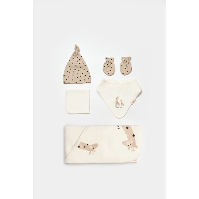 Set de 10 piese pentru nou nascut, 100% bumbac organic, Giraffe, BabyCosy JEMBC-CSY5112