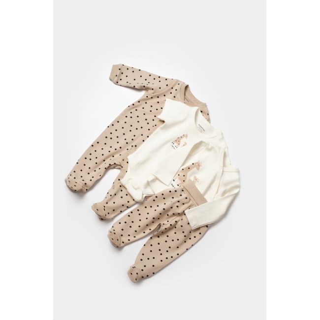 Set de 10 piese pentru nou nascut, 100% bumbac organic, Giraffe, BabyCosy JEMBC-CSY5112