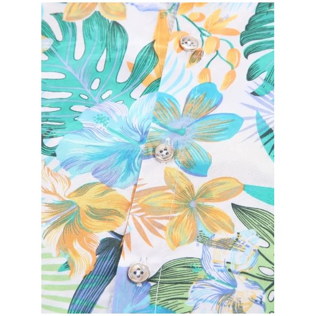 Set tropical pentru baieti – camasa colorata si pantaloni bej mbtu131-de