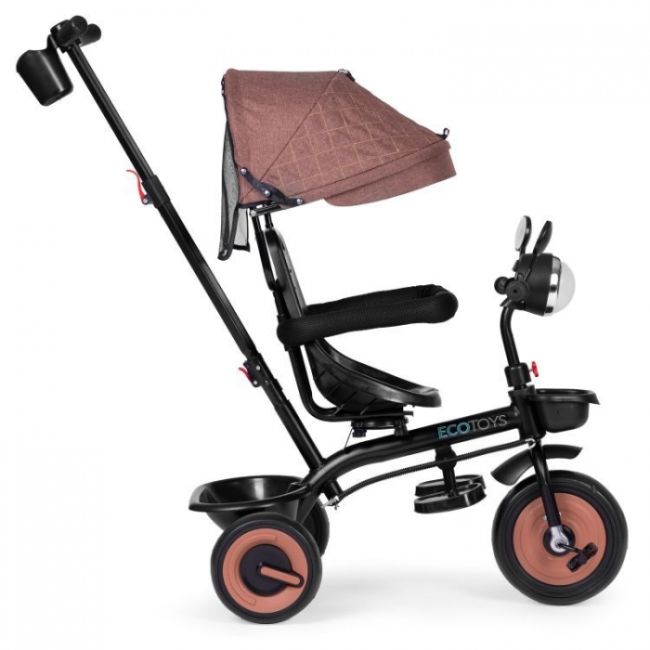 Tricicleta 3 in 1 pentru copii, scaun rotativ 360°, roti din spuma eva, ecotoys wql-066-51 - bej - resigilat edeediwql-066-51beige_resigilat