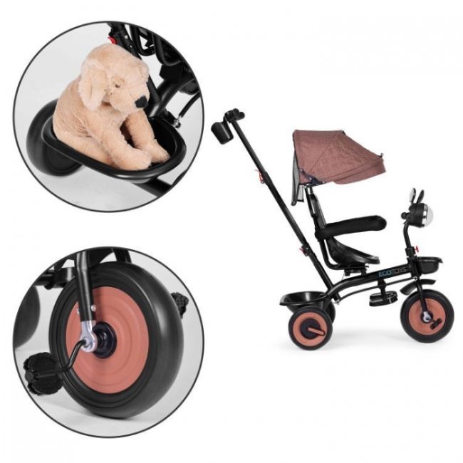 Tricicleta 3 in 1 pentru copii, scaun rotativ 360°, roti din spuma eva, ecotoys wql-066-51 - bej - resigilat edeediwql-066-51beige_resigilat
